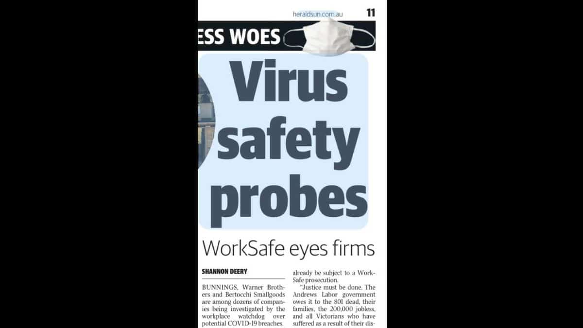 WorkSafe Victoria’s COVID19 OHS investigations